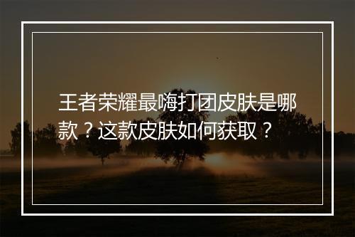 王者荣耀最嗨打团皮肤是哪款?这款皮肤如何获取?