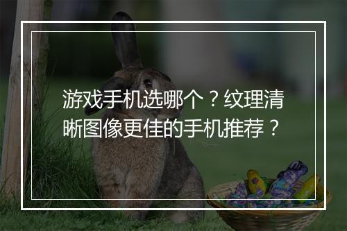 游戏手机选哪个?纹理清晰图像更佳的手机推荐?