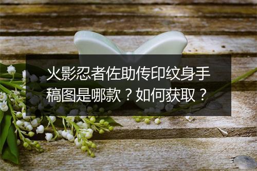 火影忍者佐助传印纹身手稿图是哪款?如何获取?