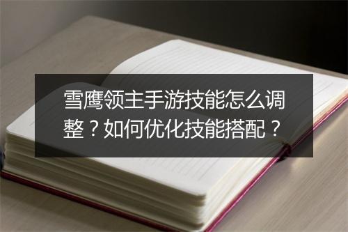 雪鹰领主手游技能怎么调整?如何优化技能搭配?