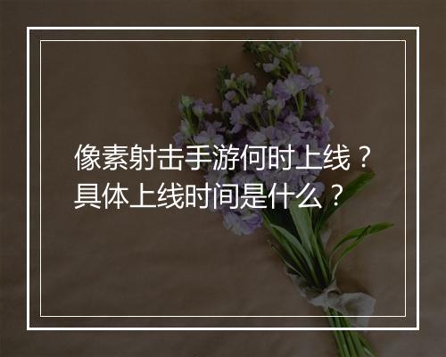 像素射击手游何时上线？具体上线时间是什么？