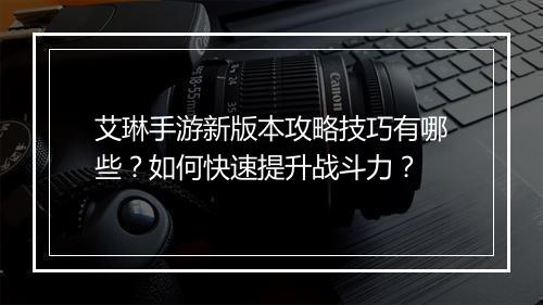 艾琳手游新版本攻略技巧有哪些？如何快速提升战斗力？