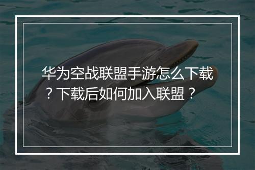 华为空战联盟手游怎么下载？下载后如何加入联盟？