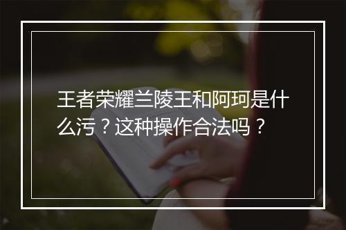 王者荣耀兰陵王和阿珂是什么污？这种操作合法吗？