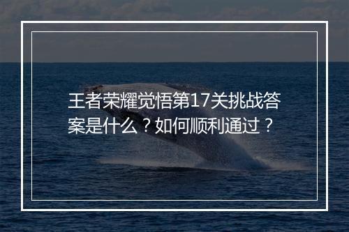 王者荣耀觉悟第17关挑战答案是什么?如何顺利通过?