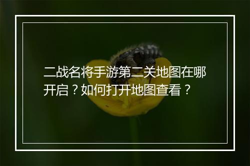 二战名将手游第二关地图在哪开启?如何打开地图查看?