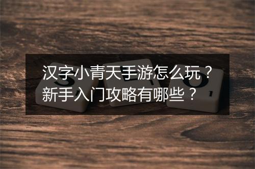 汉字小青天手游怎么玩?新手入门攻略有哪些?