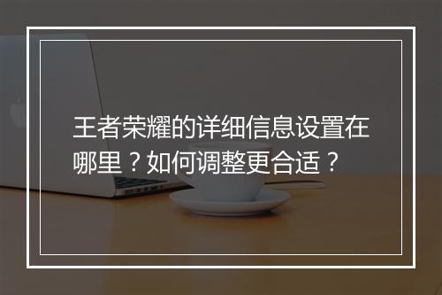 王者荣耀的详细信息设置在哪里?如何调整更合适?