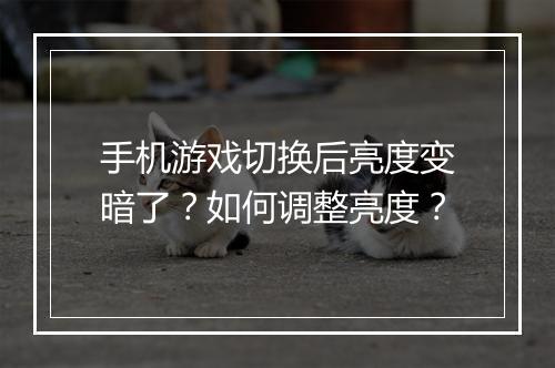 手机游戏切换后亮度变暗了?如何调整亮度?
