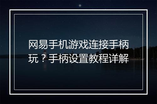 网易手机游戏连接手柄玩?手柄设置教程详解