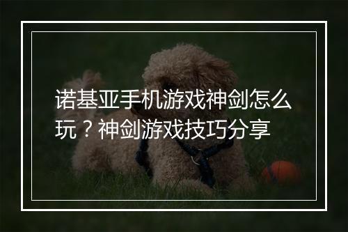 诺基亚手机游戏神剑怎么玩?神剑游戏技巧分享