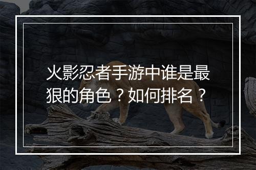 火影忍者手游中谁是最狠的角色？如何排名？
