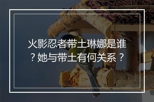 火影忍者带土琳娜是谁?她与带土有何关系?