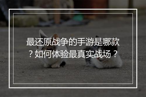 最还原战争的手游是哪款?如何体验最真实战场?