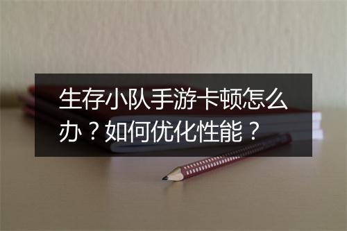 生存小队手游卡顿怎么办?如何优化性能?