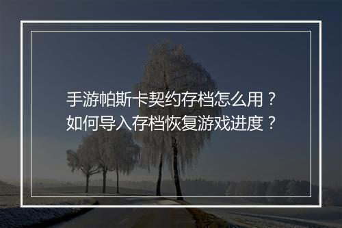 手游帕斯卡契约存档怎么用？如何导入存档恢复游戏进度？