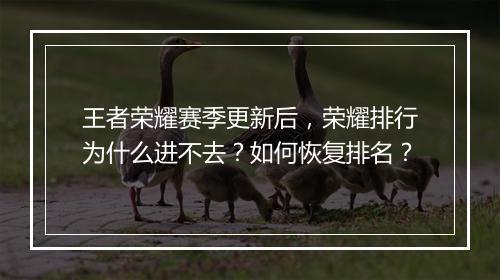 王者荣耀赛季更新后,荣耀排行为什么进不去?如何恢复排名?