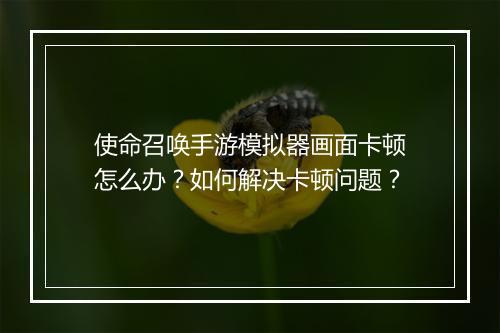 使命召唤手游模拟器画面卡顿怎么办?如何解决卡顿问题?