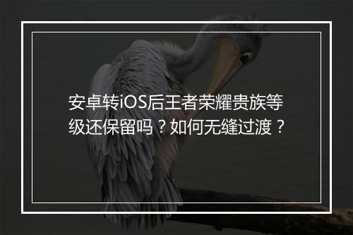 安卓转iOS后王者荣耀贵族等级还保留吗?如何无缝过渡?