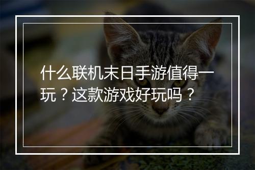 什么联机末日手游值得一玩?这款游戏好玩吗?