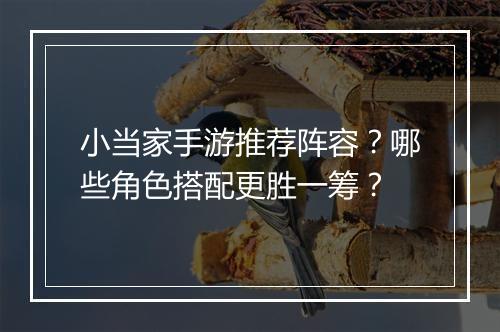 小当家手游推荐阵容?哪些角色搭配更胜一筹?