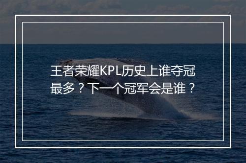 王者荣耀KPL历史上谁夺冠最多？下一个冠军会是谁？