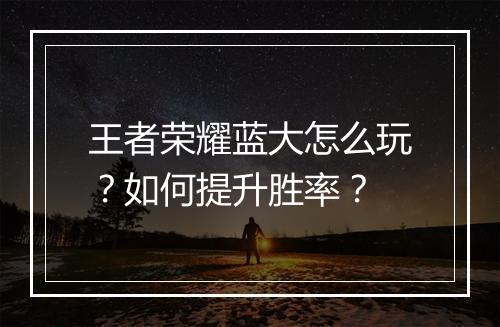 王者荣耀蓝大怎么玩？如何提升胜率？