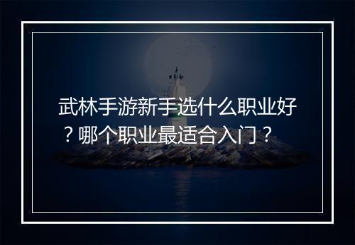 武林手游新手选什么职业好？哪个职业最适合入门？