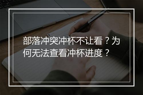 部落冲突冲杯不让看？为何无法查看冲杯进度？