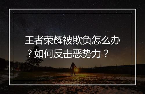 王者荣耀被欺负怎么办？如何反击恶势力？