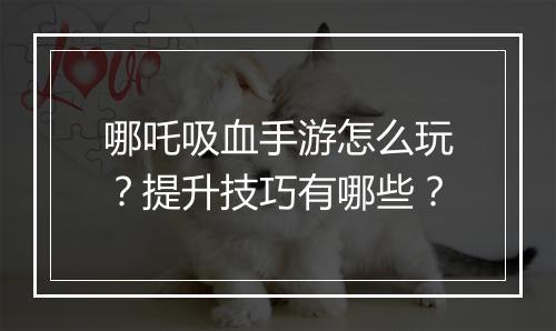 哪吒吸血手游怎么玩?提升技巧有哪些?