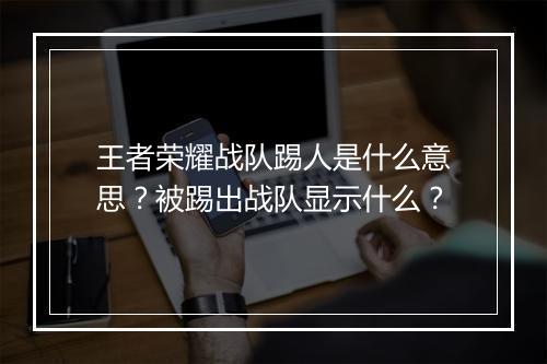 王者荣耀战队踢人是什么意思？被踢出战队显示什么？