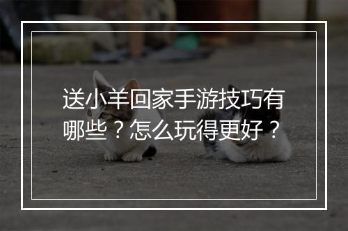 送小羊回家手游技巧有哪些？怎么玩得更好？