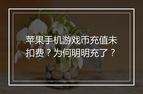 苹果手机游戏币充值未扣费？为何明明充了？