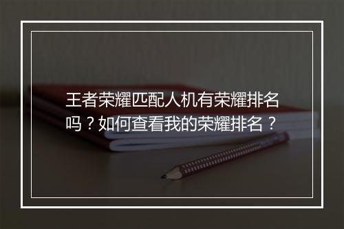 王者荣耀匹配人机有荣耀排名吗？如何查看我的荣耀排名？
