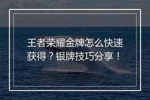 王者荣耀金牌怎么快速获得?银牌技巧分享!