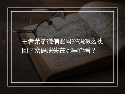 王者荣耀微信账号密码怎么找回?密码遗失在哪里查看?