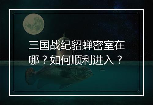 三国战纪貂蝉密室在哪？如何顺利进入？