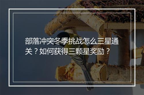 部落冲突冬季挑战怎么三星通关？如何获得三颗星奖励？