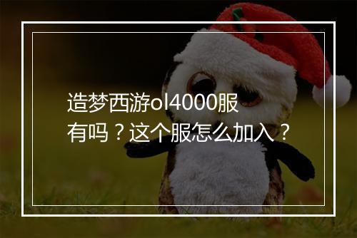 造梦西游ol4000服有吗?这个服怎么加入?
