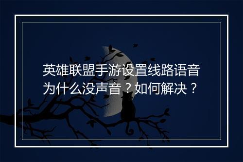 英雄联盟手游设置线路语音为什么没声音？如何解决？
