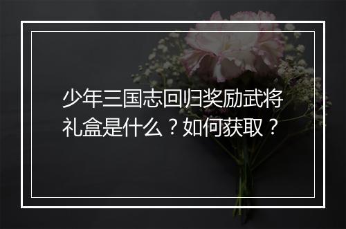 少年三国志回归奖励武将礼盒是什么？如何获取？