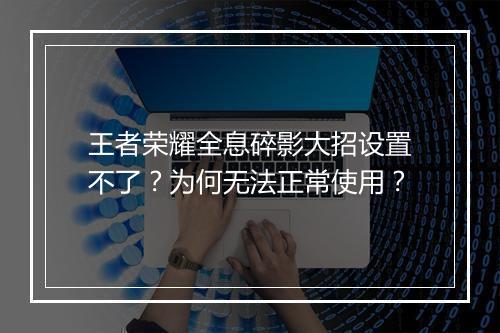 王者荣耀全息碎影大招设置不了?为何无法正常使用?