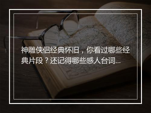 神雕侠侣经典怀旧，你看过哪些经典片段？还记得哪些感人台词？