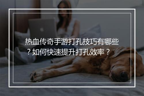 热血传奇手游打孔技巧有哪些?如何快速提升打孔效率?