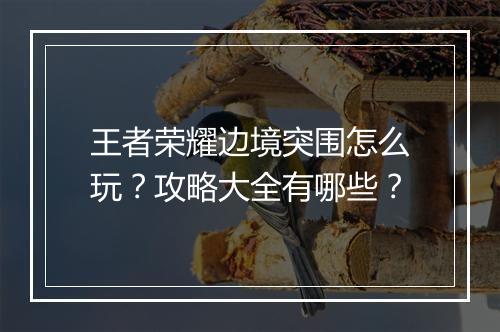 王者荣耀边境突围怎么玩?攻略大全有哪些?