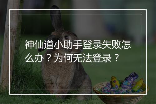 神仙道小助手登录失败怎么办？为何无法登录？