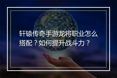 轩辕传奇手游龙将职业怎么搭配?如何提升战斗力?