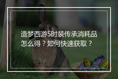 造梦西游5时装传承消耗品怎么得？如何快速获取？