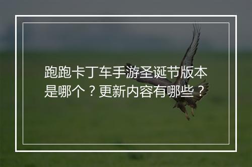 跑跑卡丁车手游圣诞节版本是哪个?更新内容有哪些?